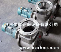 電動旋轉閥又稱星型卸料器,旋轉給料器,關風器,是由帶有數個葉片的轉子在圓筒形機殼內旋轉,從上部料斗落入的物料，充塞在葉片間的空格內,隨葉片的旋轉而卸出..